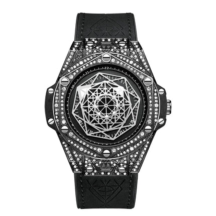 ONOLA Waterproof Sports Watch for Men - Quartz Diamond Clock with Leather Belt