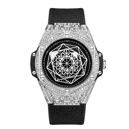ONOLA Waterproof Sports Watch for Men - Quartz Diamond Clock with Leather Belt