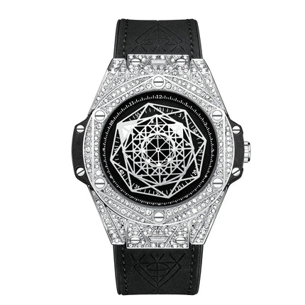 ONOLA Waterproof Sports Watch for Men - Quartz Diamond Clock with Leather Belt