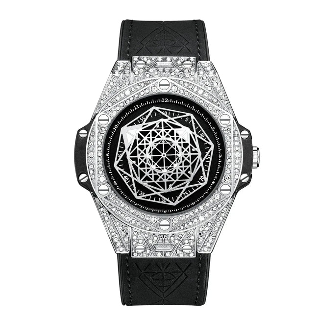 ONOLA Waterproof Sports Watch for Men - Quartz Diamond Clock with Leather Belt