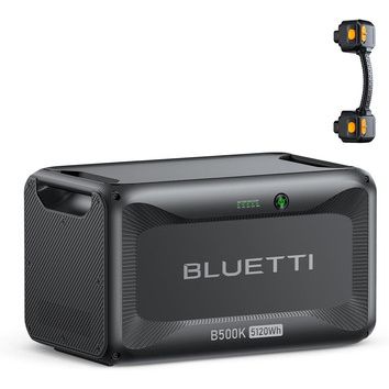 BLUETTI B500K2 5120Wh Expansion Battery, 5.12kWh LiFePO4 Module with 90-Degree Space-Saving Cable for Home Backup
