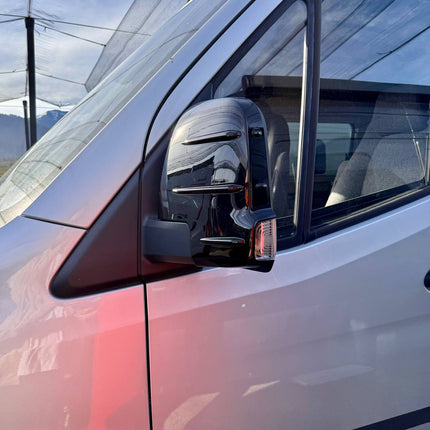 For Mercedes Sprinter Dodge 907 Wing Mirror Covers with Indicator - Gloss Black (Set of 2) - Replacement Caps for 907 Models