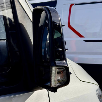 For Mercedes Sprinter Dodge 907 Wing Mirror Covers with Indicator - Gloss Black (Set of 2) - Replacement Caps for 907 Models