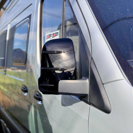 For Mercedes Sprinter Dodge 907 Wing Mirror Covers with Indicator - Gloss Black (Set of 2) - Replacement Caps for 907 Models