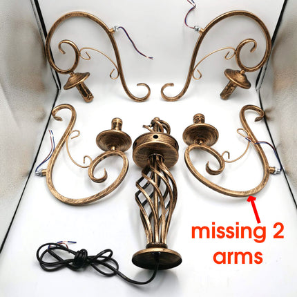 Retro Iron Chandelier European Minimalist LED Candlestick Rust Color JMWYH