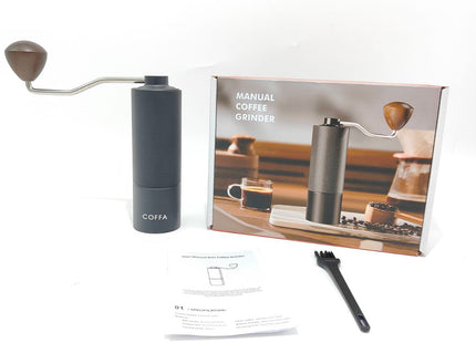 COFFA Manual Coffee Grinder Stainless Steel Burr Adjustable Hand Crank Portable