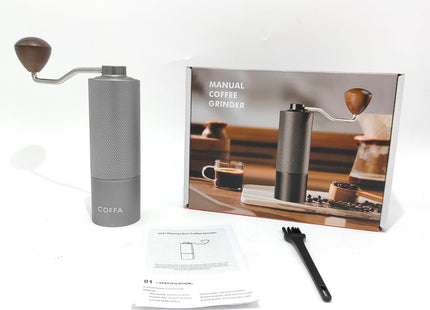 COFFA Manual Coffee Grinder Stainless Steel Burr Adjustable Hand Crank Portable