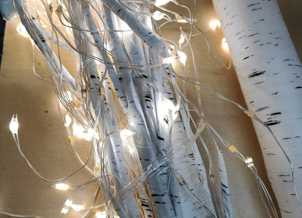 Pre Lit Birch Christmas Tree 6FT with 250 Warm White LED Lights EAMBRITE