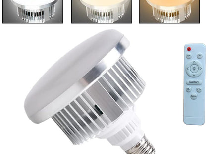 85W Dimmable Tricolor LED Bulb 3000K-6000K with Remote for E27 Softbox