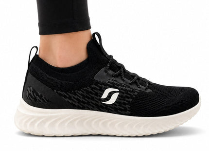 Womens Trainers Memory Foam Comfy Walking Fitness Gym Black White STQ Sneakers