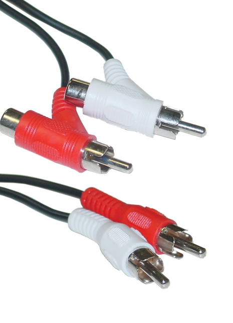 AV:Link Twin Phono RCA Plugs to Twin Stackable RCA Plugs Lead 1.8 Metre