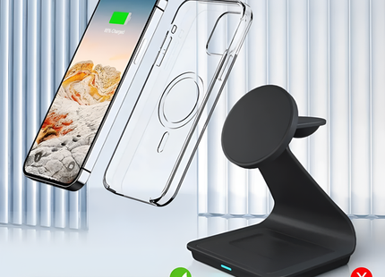 Wireless Charger For iPhone Apple Watch and AirPods 3 in 1 Black Aluminium Alloy