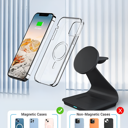 Wireless Charger For iPhone Apple Watch and AirPods 3 in 1 Black Aluminium Alloy