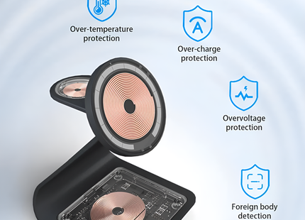 Wireless Charger For iPhone Apple Watch and AirPods 3 in 1 Black Aluminium Alloy