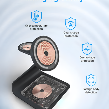 Wireless Charger For iPhone Apple Watch and AirPods 3 in 1 Black Aluminium Alloy