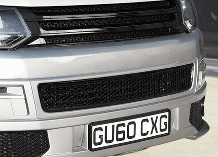 For VW T5.1 Transporter Gloss Black Honeycomb Bumper Grille Mesh | Ready to Fit | Van-X