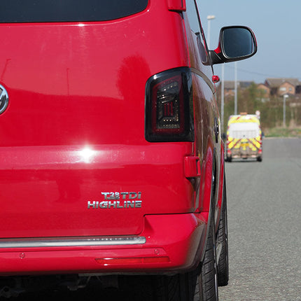 For VW T5 Transporter MK3.1 Barndoor Smoked Full Frame LED Rear Lights | Van-X
