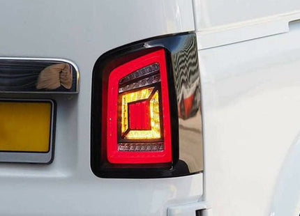 For VW T5.1 Transporter MK3.1 Van Barndoor LED Rear Lights – Full Frame Clear LED Light Bar | Van-X
