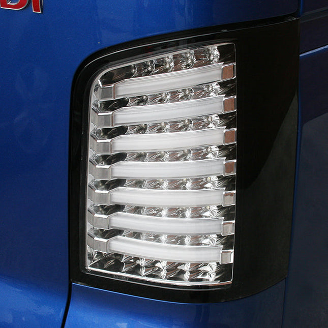 For VW T5 Transporter LED Rear Lights/Tail lights/Tail lamps Tailgate Clear Lens / Chrome Housing MK1