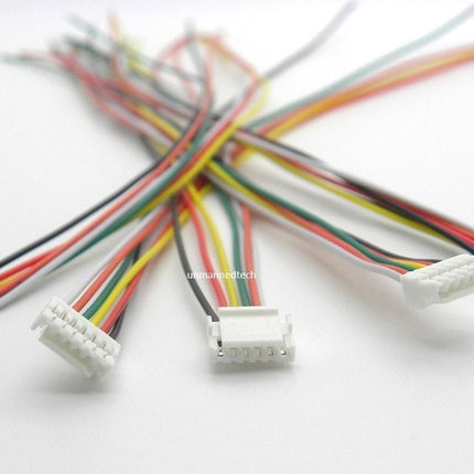 6 pin male JST GH1.25 connectors 20cm (Pixhack cables) - Pack of 5