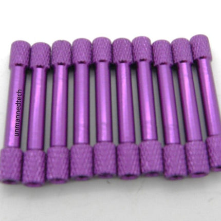 M3x35 Coloured Knurled Aluminium Standoffs (Pack of 10)