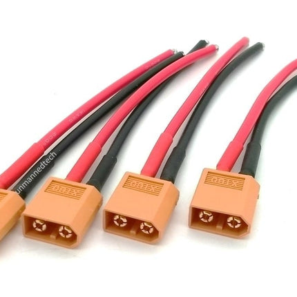 Male XT60 wire - 10cm (Pack of 4)