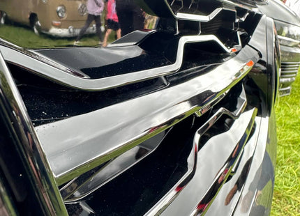 For VW T6 Front R-Line Badgeless Grille Gloss Black Upgrade Styling Kit - Van-X