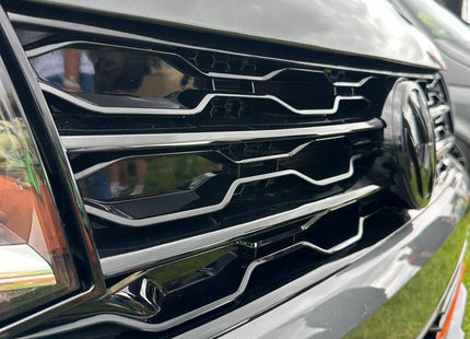For VW T6 Front R-Line Badgeless Grille Gloss Black Upgrade Styling Kit - Van-X