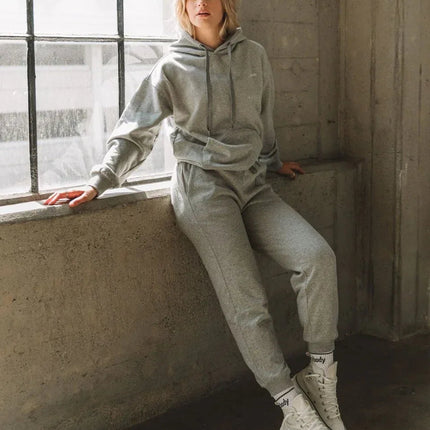 Rebody French Terry Sweatpants for Women - 7/8 Inseam, Baggy Fit, Pockets, Drawstring