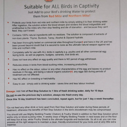 Red Stop concentrate solution for RED MITE control