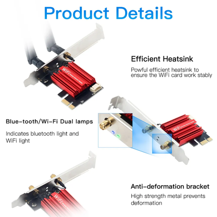 PCIe WiFi 5 AC1200 Wireless Network Card with Bluetooth 4.0 – Dual Band 2.4GHz/5GHz Desktop PC Adapter for Windows 7/10/11