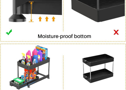 Under Cabinet Slide Out Storage Drawer 2 Tier Under Sink Organizer Kitchen Ronlap
