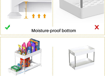 Under Cabinet Slide Out Storage Drawer 2 Tier Under Sink Organizer Kitchen Ronlap