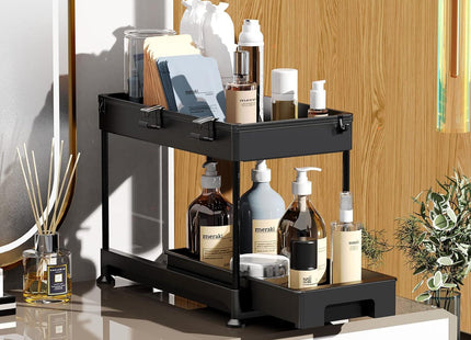 Under Cabinet Slide Out Storage Drawer 2 Tier Under Sink Organizer Kitchen Ronlap