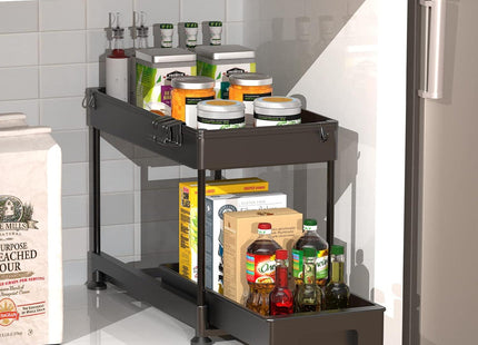 Under Cabinet Slide Out Storage Drawer 2 Tier Under Sink Organizer Kitchen Ronlap