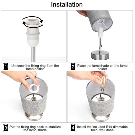 Lightsjoy 2x Touch Bedside Lamps, Dimmable, E14 Bulbs Included – Round
