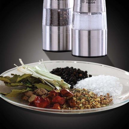 Russell Hobbs Electric Salt and Pepper Mill Set, Adjustable Mill - Brushed Steel 23460-56