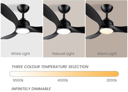 CJOY 42" Ceiling Fan with Light & Remote, 3 Blades, Quiet DC Motor, Black