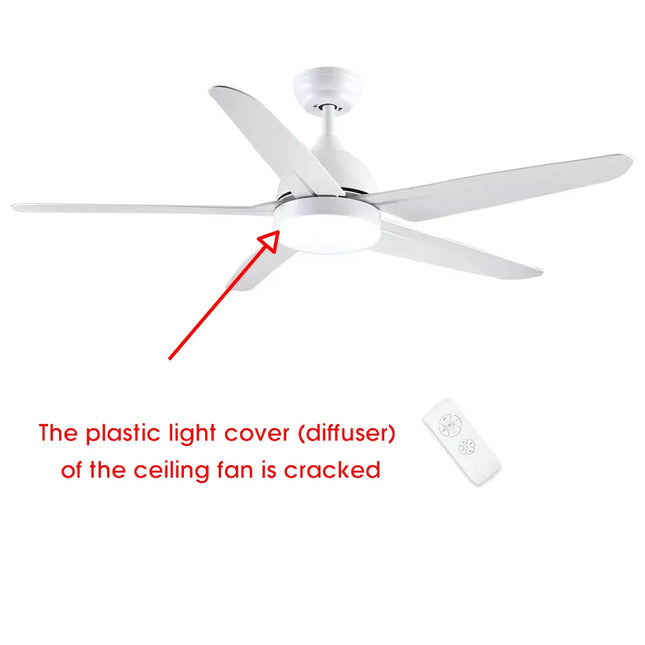 CJOY 52" Ceiling Fan with Light & Remote, Quiet AC Motor, 5 ABS Blades, White
