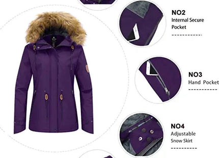 Womens Jacket Waterproof Winter Coat Ski Snowboarding Size L Wantdo