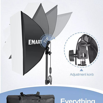 EMART Softbox Lighting Kit 60x60cm E27 Socket with Reflectors, Portable