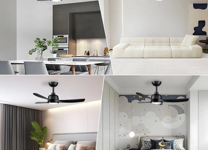CJOY 42" Ceiling Fan with Light & Remote, 3 Blades, Quiet DC Motor, Black