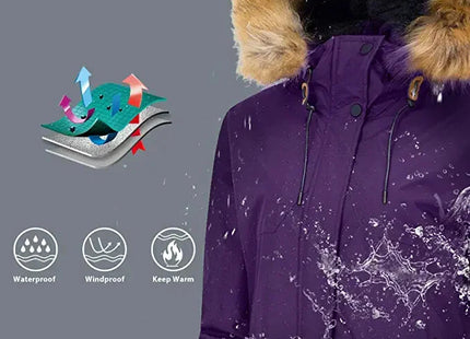 Womens Jacket Waterproof Winter Coat Ski Snowboarding Size L Wantdo