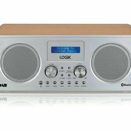 LOGIK L75DAB20 PORTABLE DAB+ FM BLUETOOTH 5.0 RADIO SILVER & WOOD USB