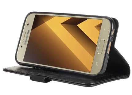 Samsung Galaxy A5 Book Flip Case Black Leather Wallet