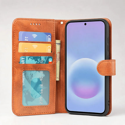 Samsung Galaxy S25 Series Book Flip Case Leather Wallet