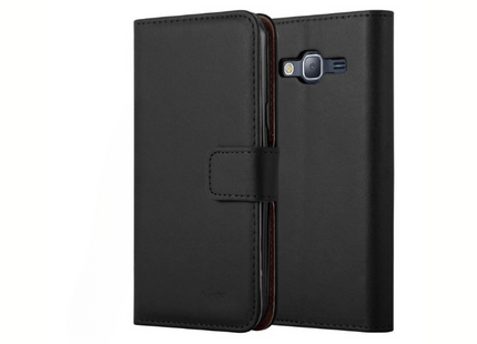 Samsung Galaxy J3 Book Flip Case Black Leather Wallet