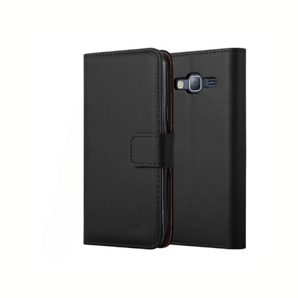 Samsung Galaxy J3 Book Flip Case Black Leather Wallet