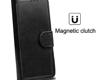 Samsung Galaxy J6 Plus Book Flip Case Black Leather Wallet