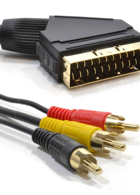 The Electronics Hub Scart to Composite Triple RCA Phono Cable Gold Plated